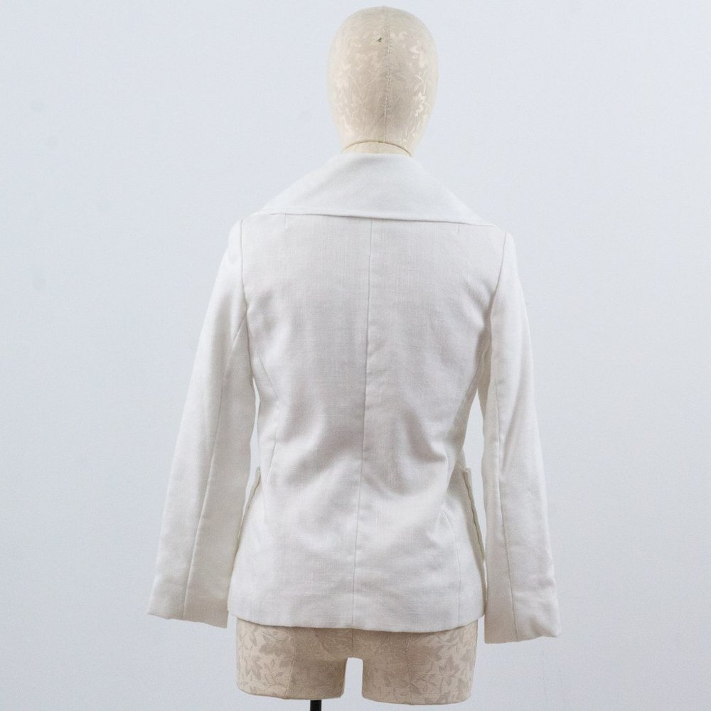 Vintage 50s 60s M Peter Pan Collar Jacket White - Picture 5 of 8